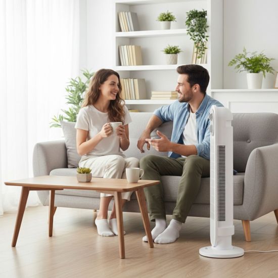 EVEREST FAN14 BEYAZ 3 Kademeli Hız Kule Tipi 50W Zamanlama Ayarlı Sağ 