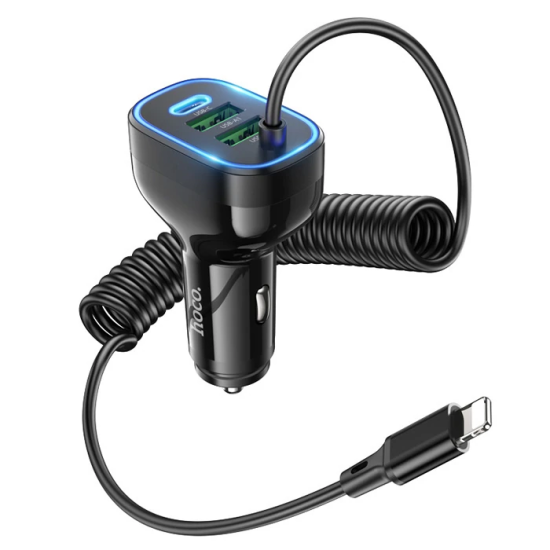 HOCO NZ11A 30W 2 USB+ Type-C Girişli iPhone Kablolu Araç Çakmaklık Şar