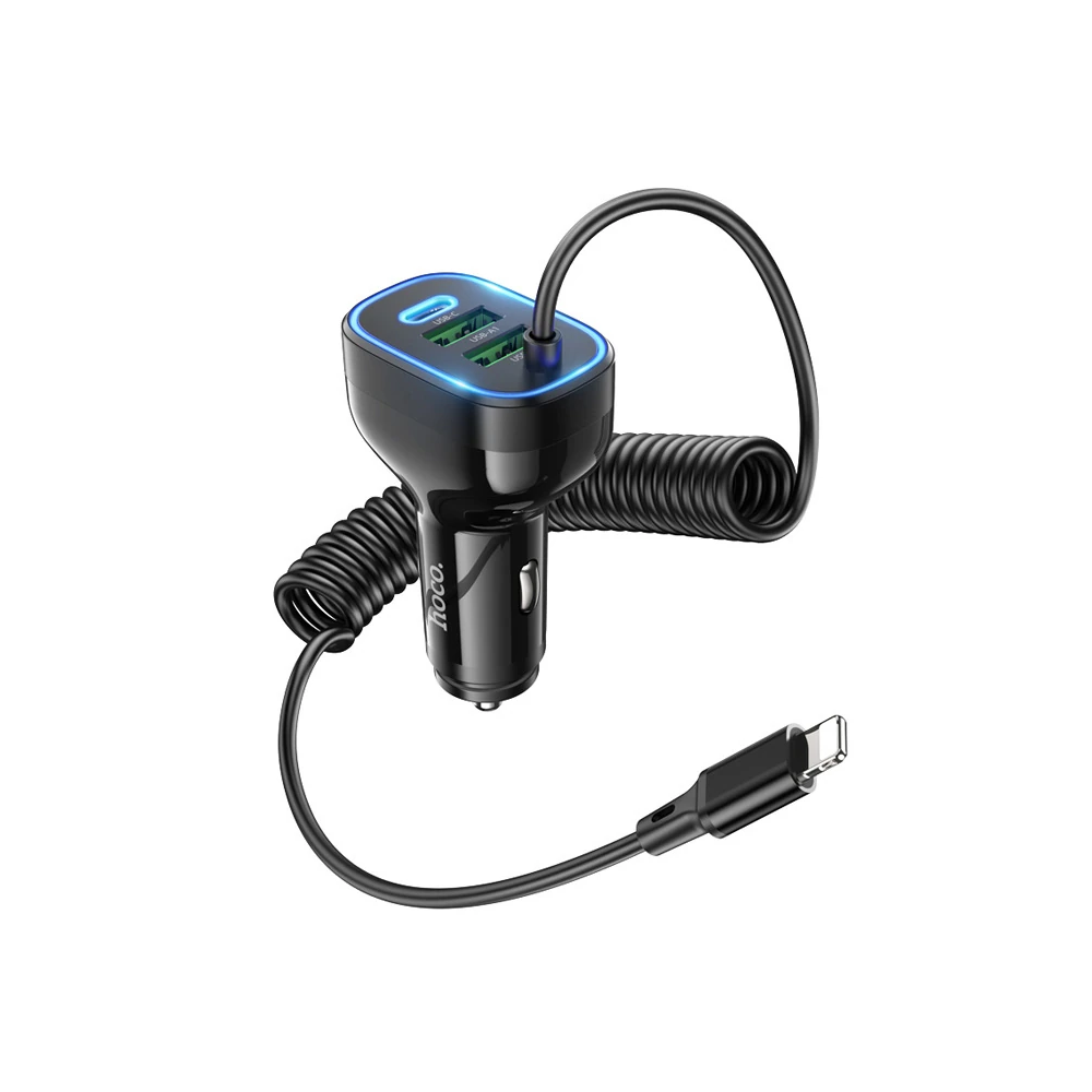 HOCO NZ11A 30W 2 USB+ Type-C Girişli iPhone Kablolu Araç Çakmaklık Şar