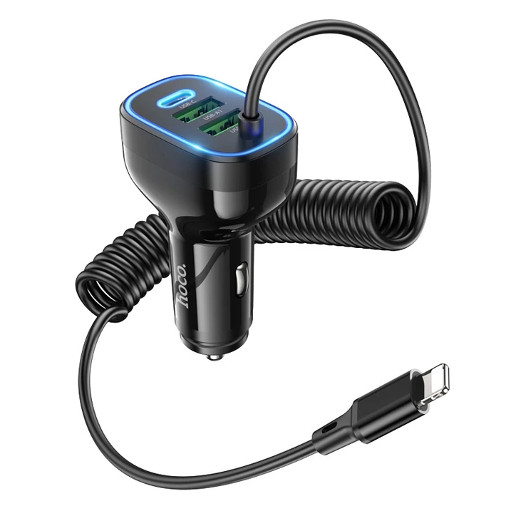 HOCO NZ11A 30W 2 USB+ Type-C Girişli iPhone Kablolu Araç Çakmaklık Şar