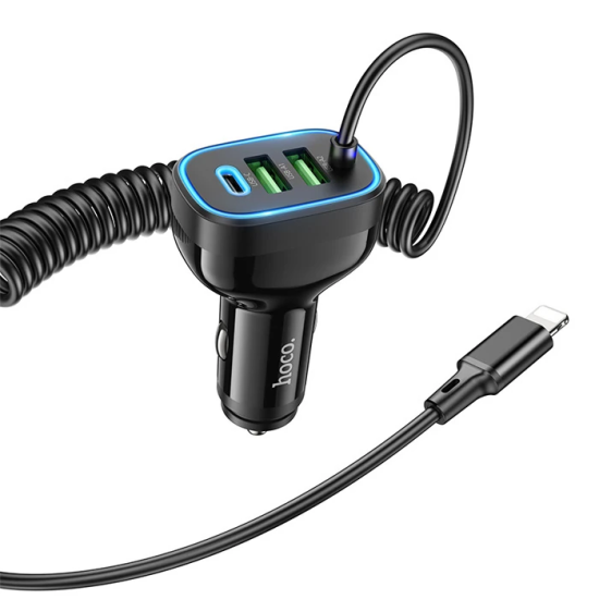 HOCO NZ11A 30W 2 USB+ Type-C Girişli iPhone Kablolu Araç Çakmaklık Şar