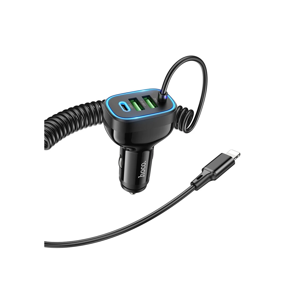 HOCO NZ11A 30W 2 USB+ Type-C Girişli iPhone Kablolu Araç Çakmaklık Şar