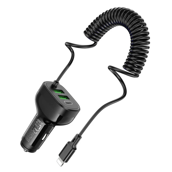 HOCO NZ11A 30W 2 USB+ Type-C Girişli iPhone Kablolu Araç Çakmaklık Şar