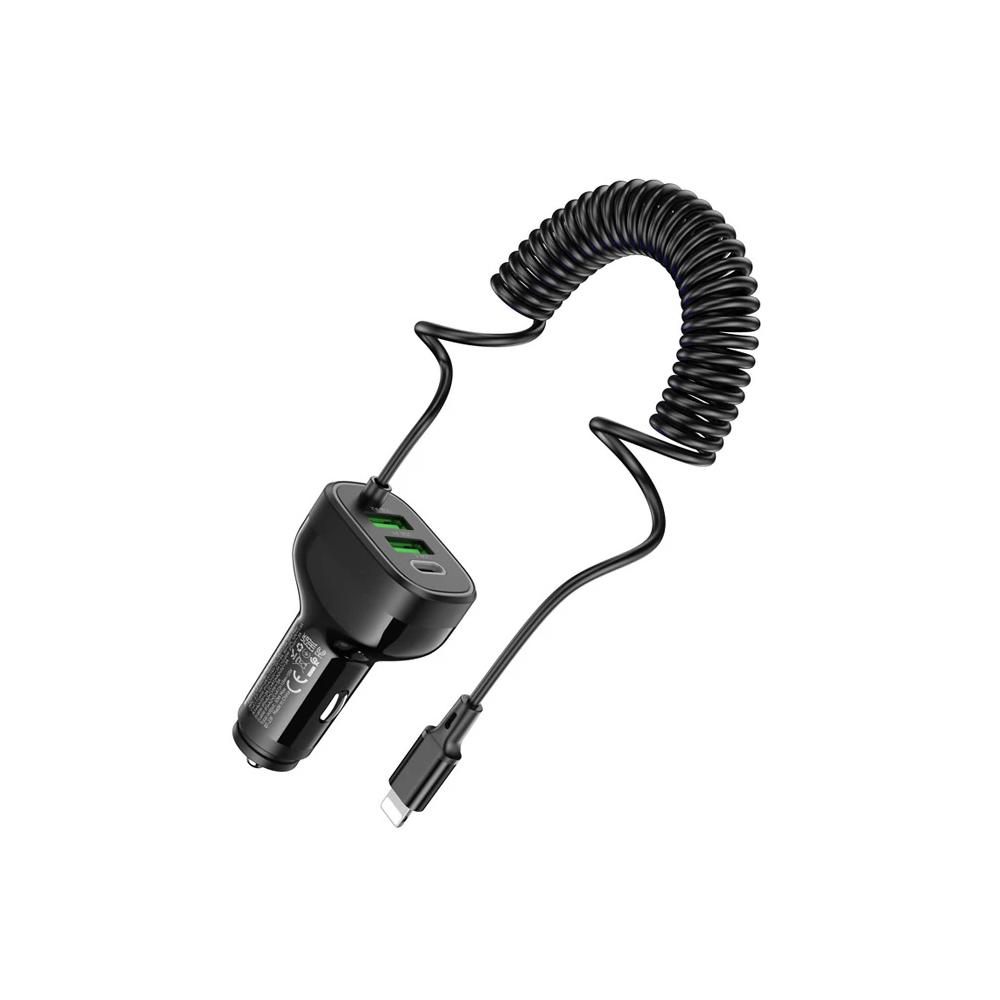 HOCO NZ11A 30W 2 USB+ Type-C Girişli iPhone Kablolu Araç Çakmaklık Şar