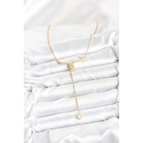 CM 14K Gold Renk Kare Zincirli Model 60 cm Kadın Kolye