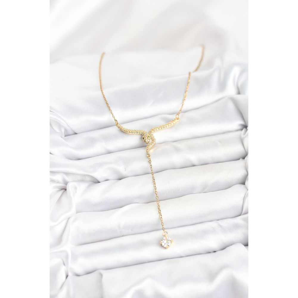 CM 14K Gold Renk Kare Zincirli Model 60 cm Kadın Kolye