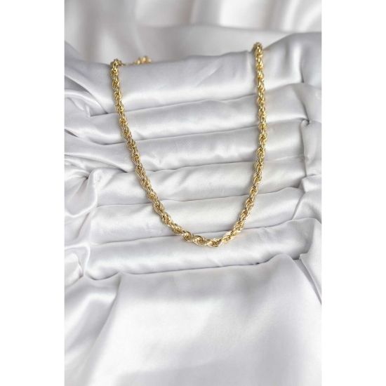 14K Gold Renk Kaplama Kalın Zincir Model CM Kadın Kolye