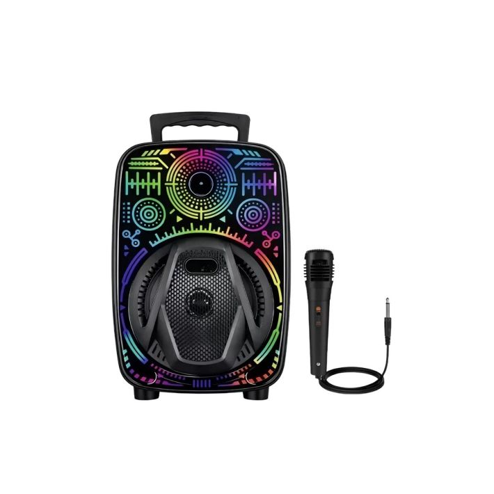8 İnç Taşınabilir Karaoke Hoparlör Mikrofonlu RGB Işıklı Bluetooth Spe