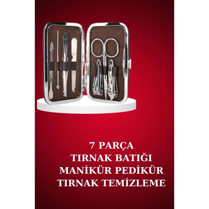 7 Parça Manikür Pedikür Seti El Ayak Bakımı Çantalı Paslanmaz Çelik