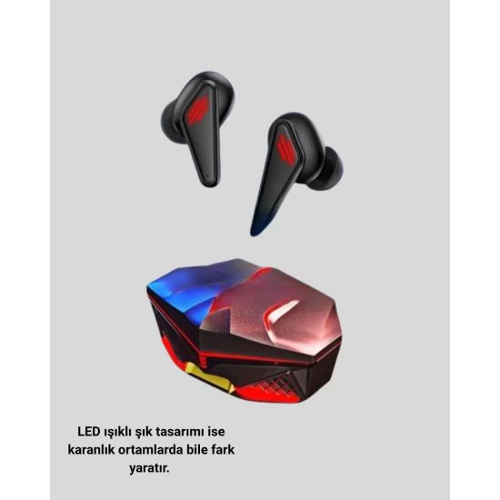 Kablosuz Bluetooth Kulaklık Düşük Gecikmeli 3D Ses ve LED Işıklı Tasar
