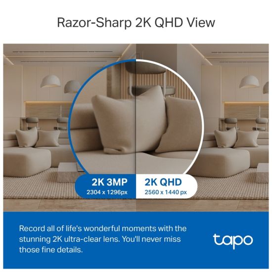 TP-LINK Tapo TC72 (C220) 2K QHD 40Mpix İç Mekan WiFi 9Mt. Gece Görüşü 