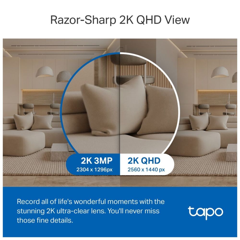 TP-LINK Tapo TC72 (C220) 2K QHD 40Mpix İç Mekan WiFi 9Mt. Gece Görüşü 