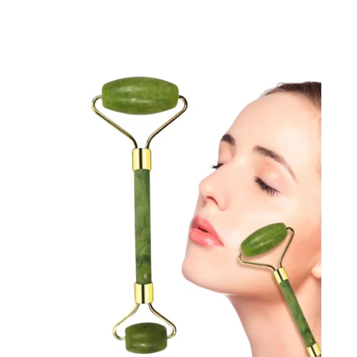 Jade Stone Yüz Bakım Seti Gua Sha ve Roller Masaj Taşı