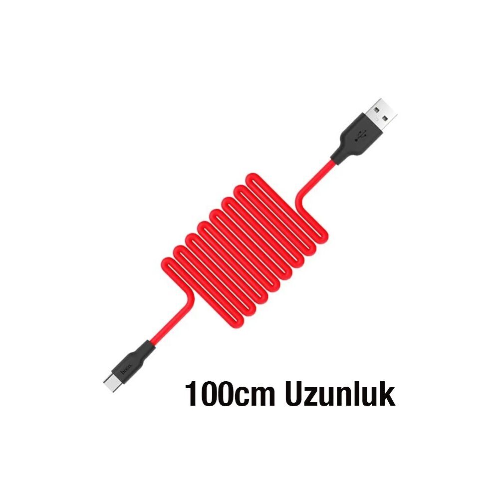 HOCO X21 USB to Type-C 3A Silikon Hızlı Şarj ve Data Kablosu