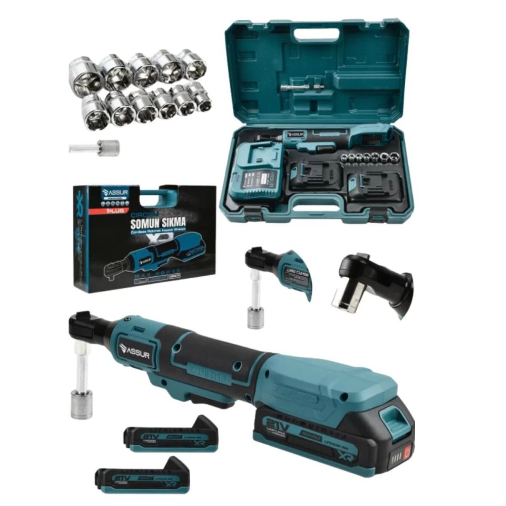 Çift Bataryalı Şarjlı Cırcır Anahtar Dar Alan Montaj Aleti