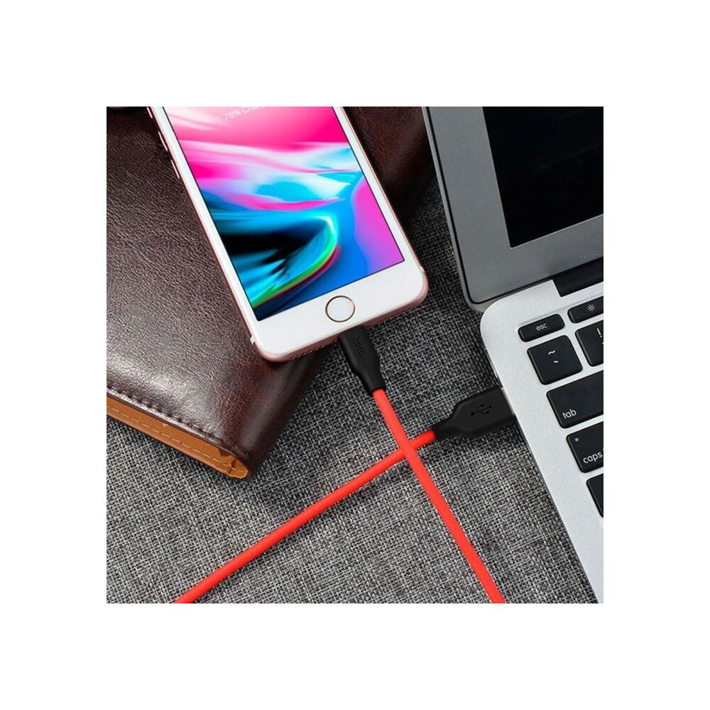 HOCO X21 USB to iPhone Lightning 2A Silikon Hızlı Şarj ve Data Kablosu