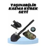 Çelik Katlanır Fonksiyonel Kamp Kazma Kürek Ve Kesme Aleti Seti Küçük 