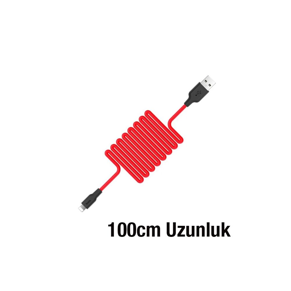 HOCO X21 USB to iPhone Lightning 2A Silikon Hızlı Şarj ve Data Kablosu