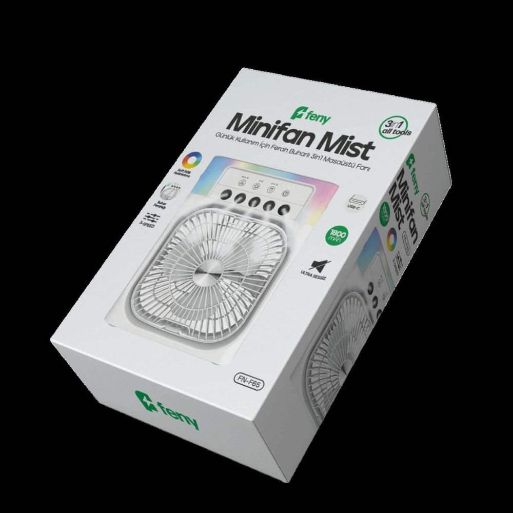 FENY FN-F65 BEYAZ 3 Kademeli Hız Buharlı Ferahlık RGB Aydınlatma 6" Ka
