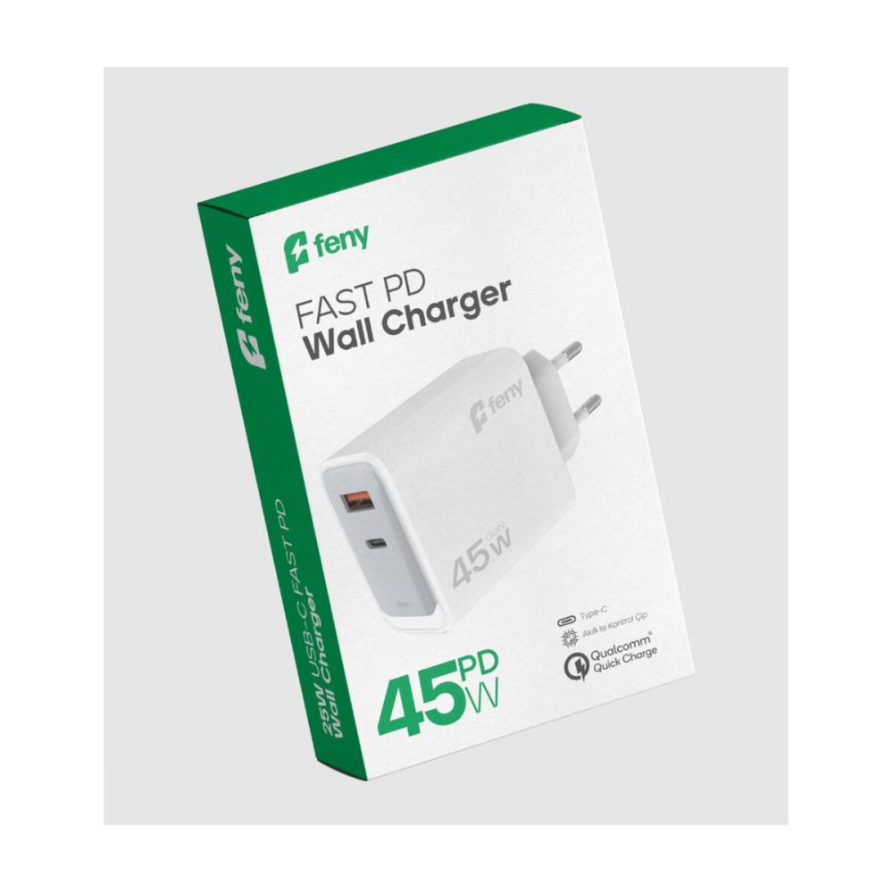 FENY FN-C45 45W USB+Type-C Akıllı Isı Kontrol Chip Qualcomm Quick Char