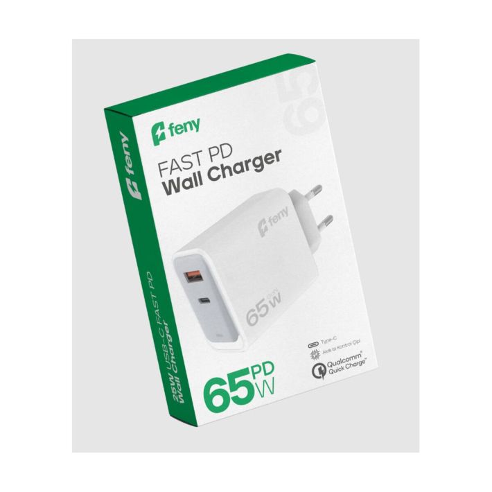 FENY FN-C65 65W USB+Type-C Akıllı Isı Kontrol Chip Qualcomm Quick Char