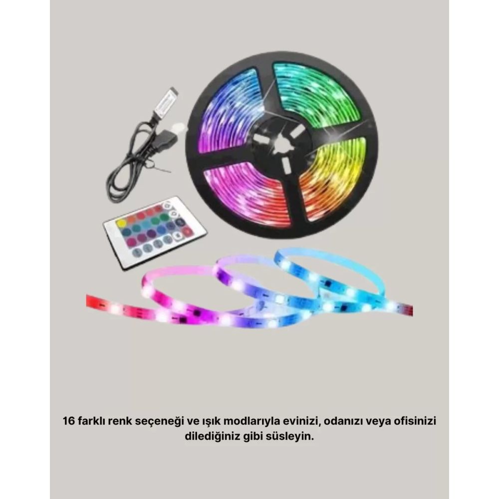 Smart Şerit LED Kumandalı USB Enerjili Suya Dayanıklı Dekoratif Aydınl