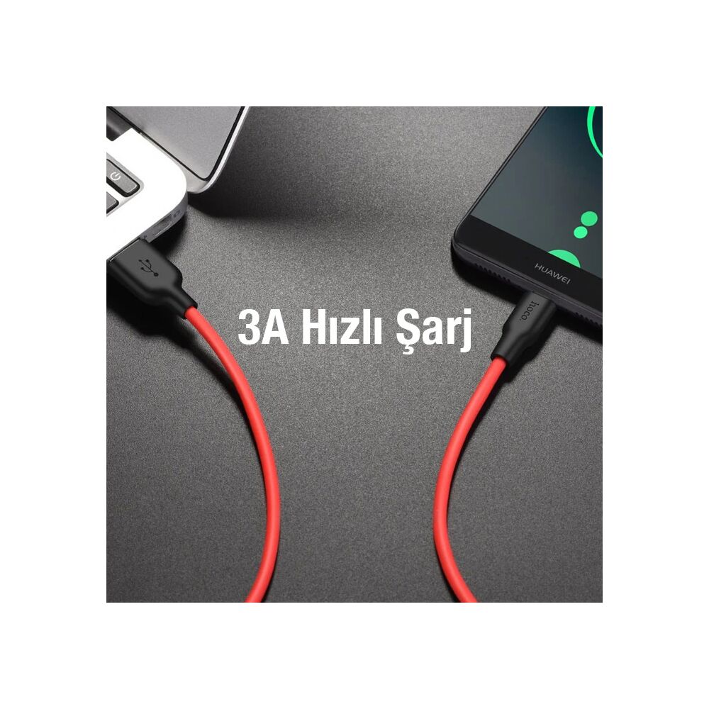 HOCO X21 Plus USB to Type-C 3A Silikon Hızlı Şarj ve Data Kablosu