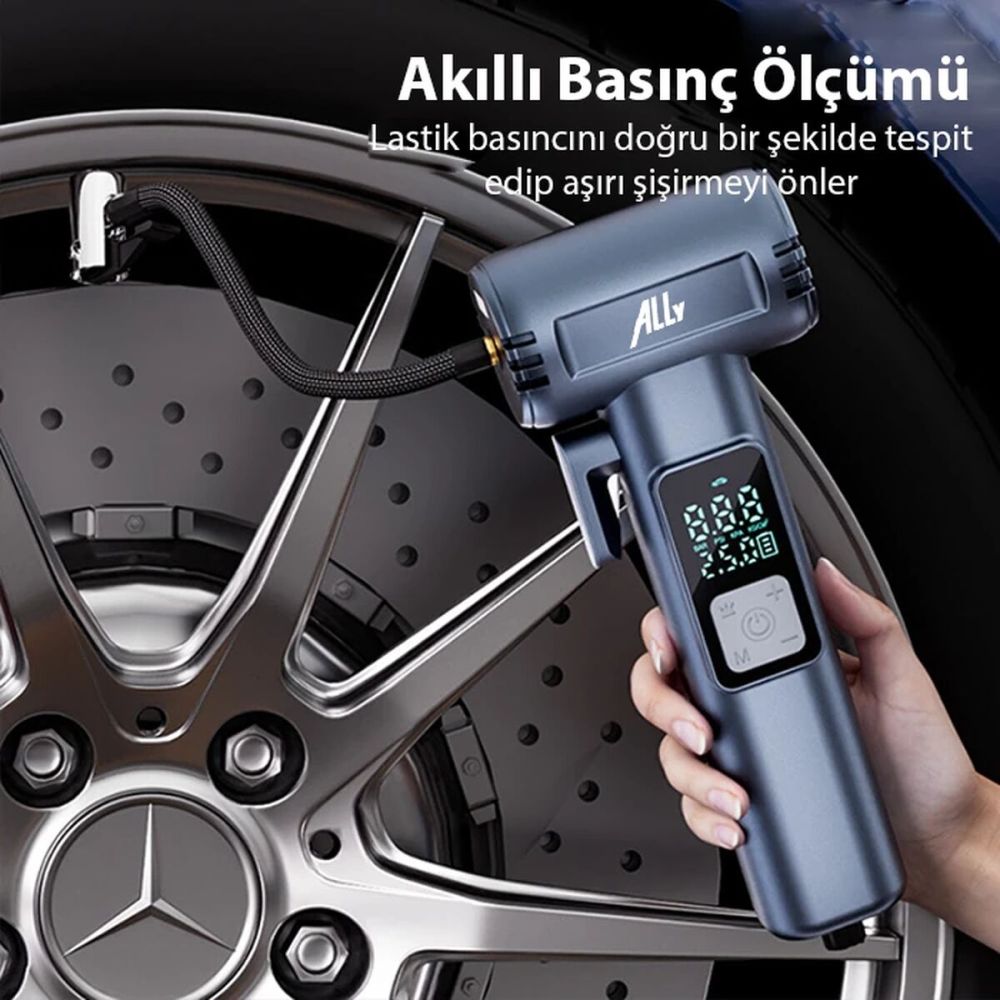 Ally ST-5530 Dijital Şarjlı Araç Lastik Hava Şişirme Pompası Powerbank
