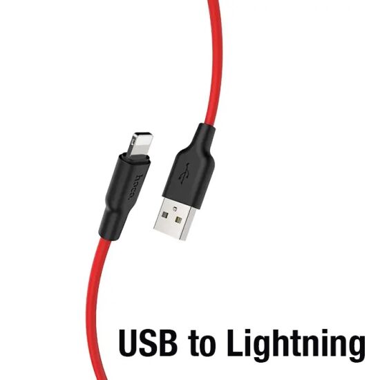 HOCO X21 Plus USB to iPhone Lightning Silikon Hızlı Şarj ve Data Kablo