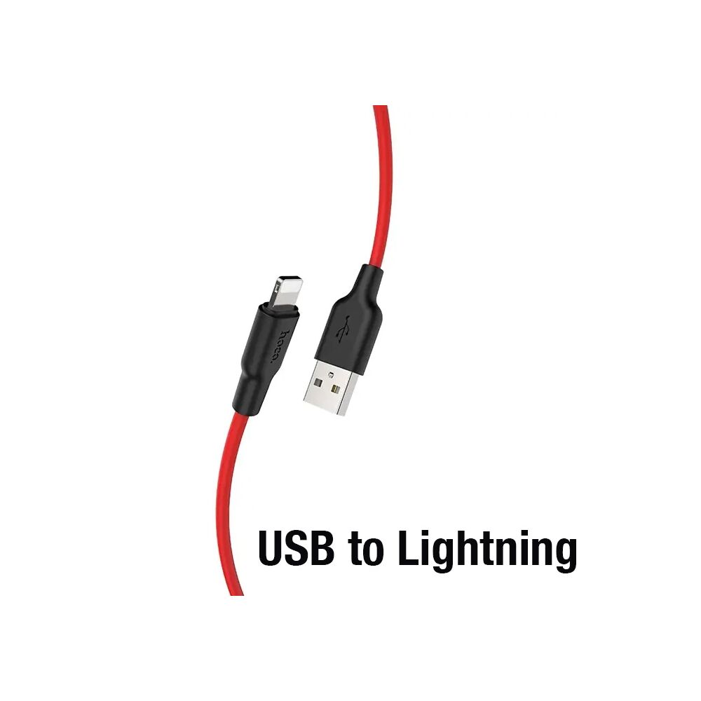 HOCO X21 Plus USB to iPhone Lightning Silikon Hızlı Şarj ve Data Kablo