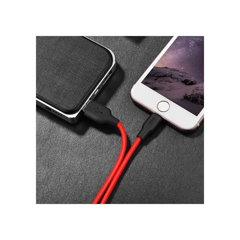 HOCO X21 Plus USB to iPhone Lightning Silikon Hızlı Şarj ve Data Kablo