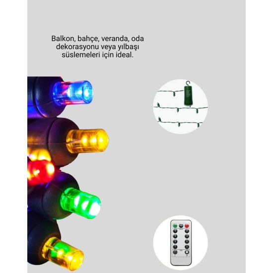 2x2 Metre Pil ile Çalışan Perde LED Işık – 8 Modlu Dekoratif