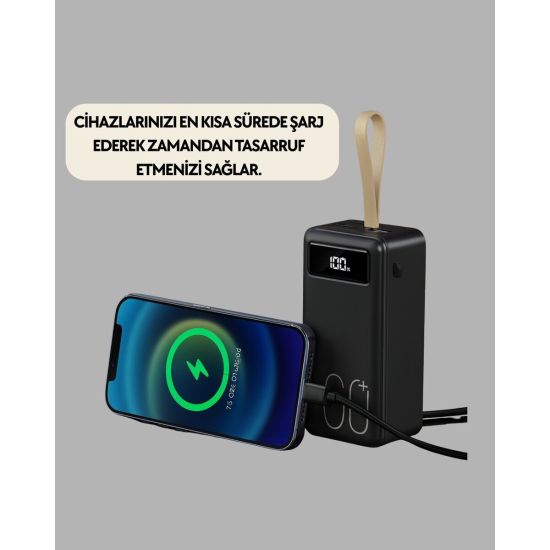Tüm Cihazlarla Uyumlu LED Fenerli 4 Çıkışlı Powerbank