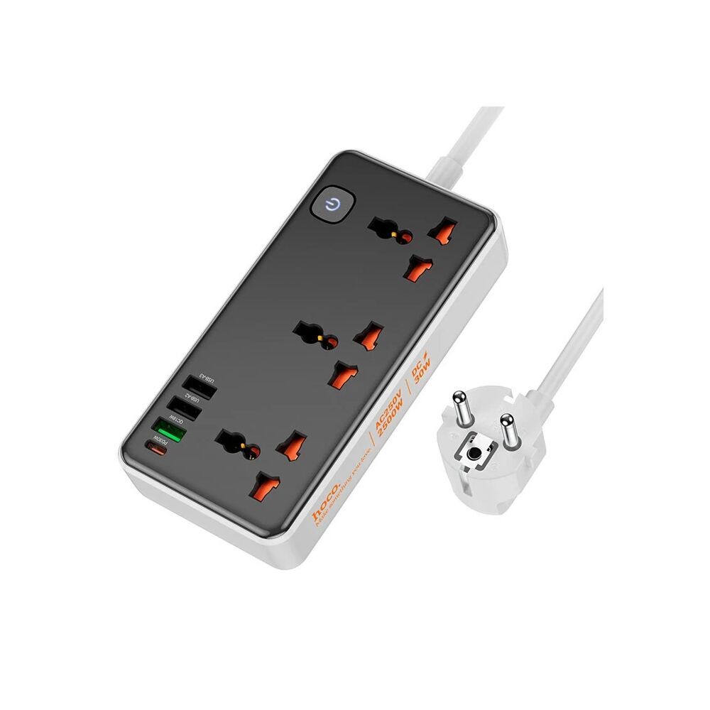 AC8A 2500W 3 Priz + 3 USB + 30W Type-C Multifonksiyonel Priz Çoğaltıcı