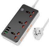 AC8A 2500W 3 Priz + 3 USB + 30W Type-C Multifonksiyonel Priz Çoğaltıcı