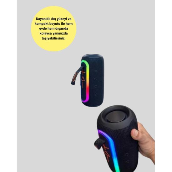 Taşınabilir Şarjlı Bluetooth Hoparlör Güçlü Bas