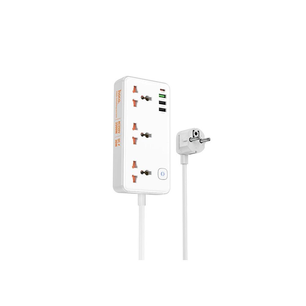 AC8A 2500W 3 Priz + 3 USB + 30W Type-C Multifonksiyonel Priz Çoğaltıcı