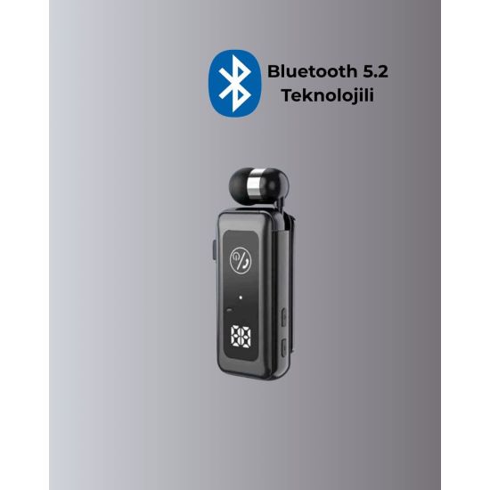 İçi Sarılabilen Kablo ve Yaka Klipsli Bluetooth Kulaklık