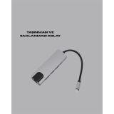 Type‑C Dönüştürücü – 2×USB3.0 SD/MS 4K HDMI & RJ45 ile Profesyonel Kul
