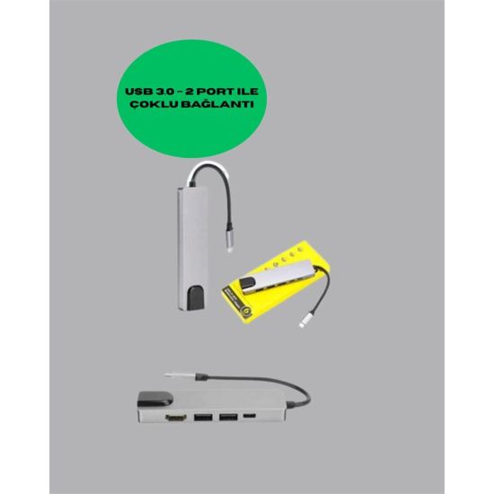 USB‑C Çoklu Bağlantı Merkezi – 5 Gbps 100‑240 V Sağlam Eloksal Tasarım