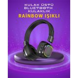 Bluetooth 5.3 Rainbow Işıklı Kulak Üstü Kablosuz Kulaklık