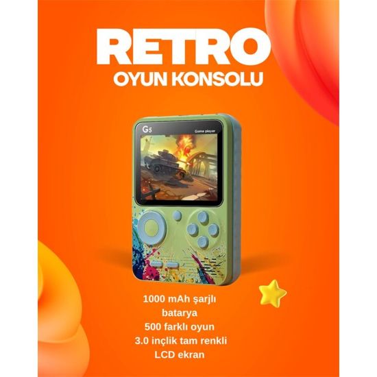 G5 Game Box Retro Mini Oyun Konsolu – 500 Dahili Oyun