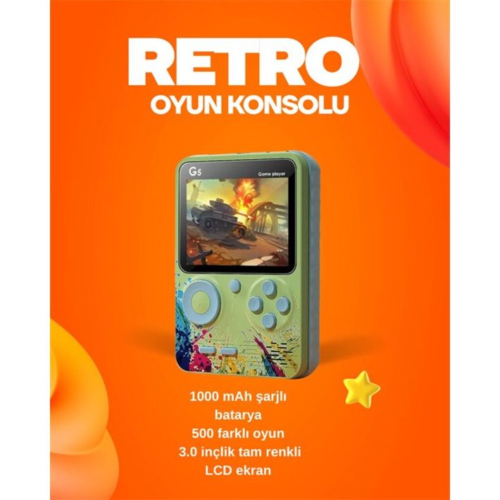 500 Oyun Hafızalı G5 Game Box – Renkli LCD Ekranlı