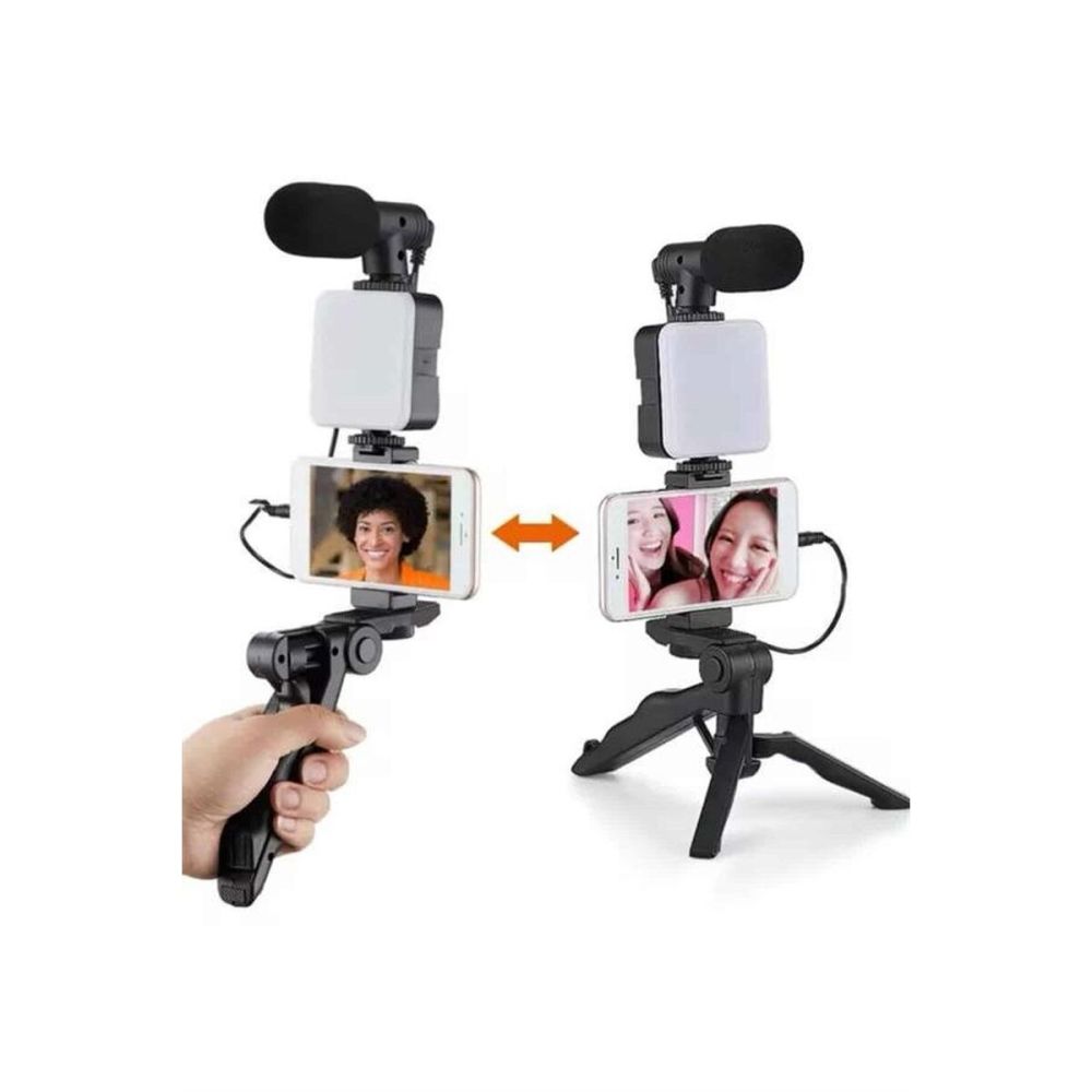 Telefon Tutucu Mini Mikrofonlu Tripod Vlog Çekim Video