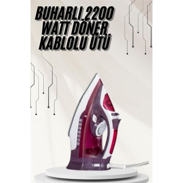 Seramik Tabanlı Kırmızı 2200 Watt Şok Buharlı Ütü