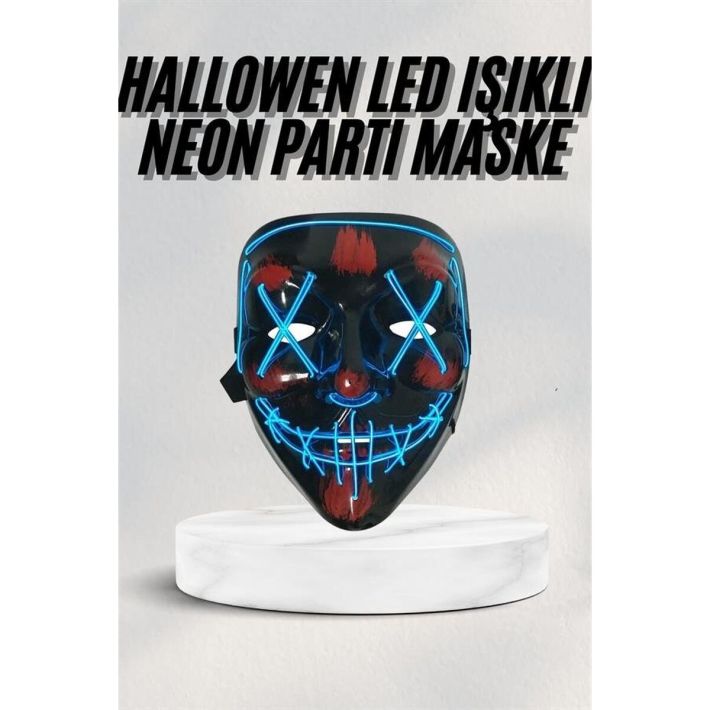 Hallowen Parti Maskesi Neon Led Işıklı Maske 3 Modlu Cadılar Bayramı M