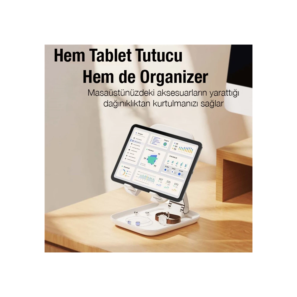 Baseus Seashell Ayarlanabilir Yükseklik Katlanabilir Tablet Standı