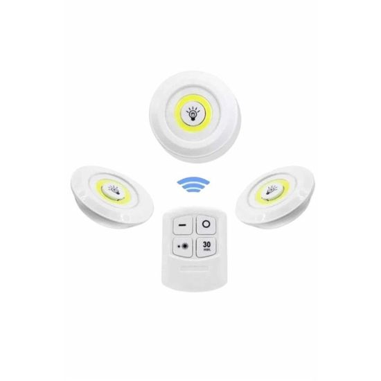 Dolap Işığı Mutfak Rafı Işığı Uzaktan Kumandalı 3 Lü Spot Led Lamba
