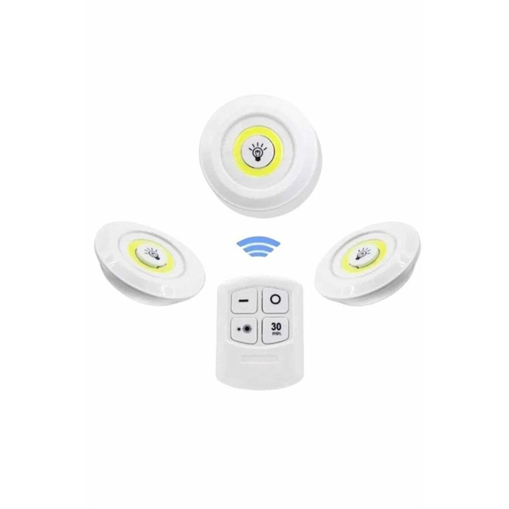 Dolap Işığı Mutfak Rafı Işığı Uzaktan Kumandalı 3 Lü Spot Led Lamba