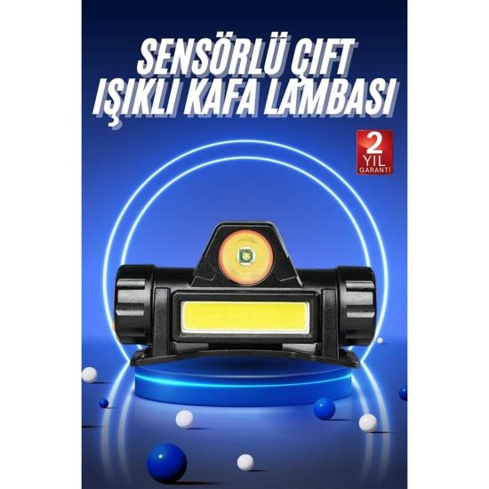 Kafa Lambası Çalışma Işığı Kafa Feneri Şarjlı Mıknatıslı Fenerli
